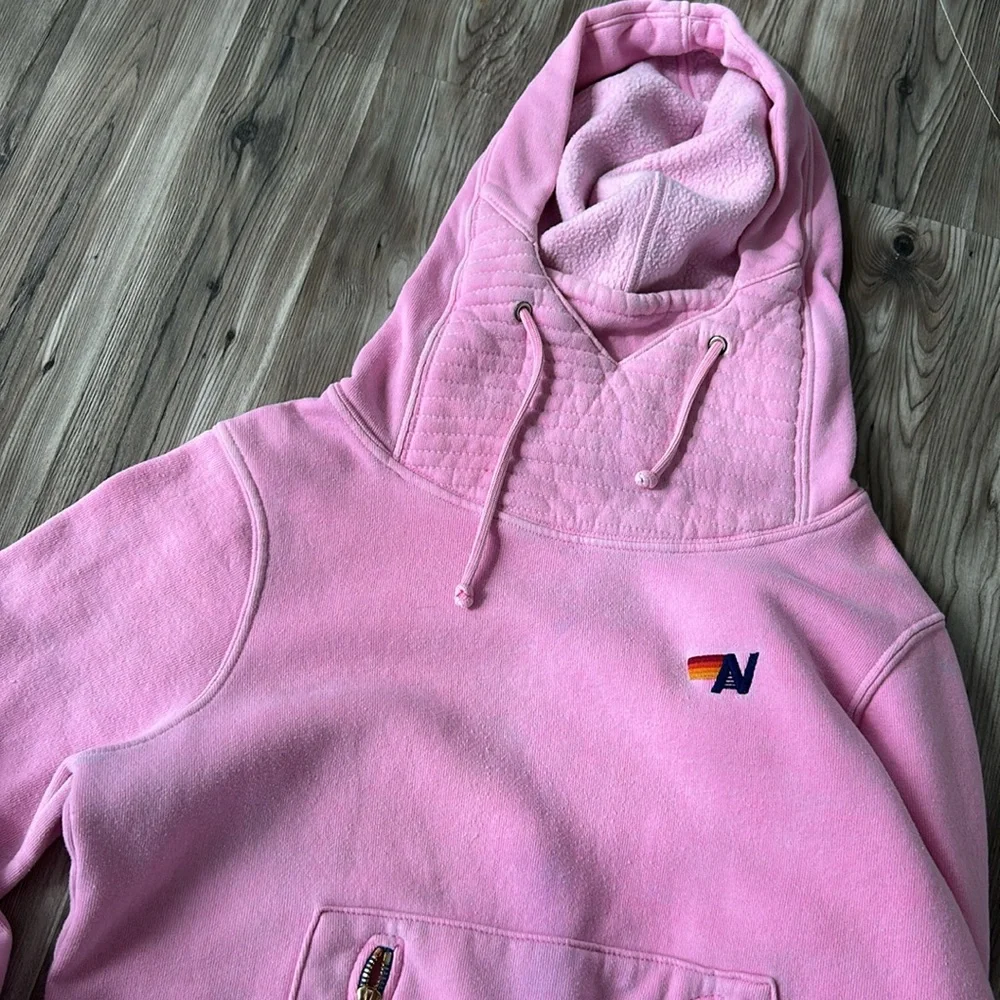 Aviator nation pink hoodie sweatshirt zip pocket - Picture 11 of 16